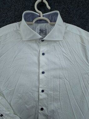 Stenstroms 17.5 Fitted Body Twofold Super Cotton White Solid Shirt Button Up